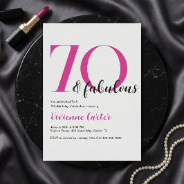 Modern 70 och fantastisk rosa 70-årsfest inbjudningar