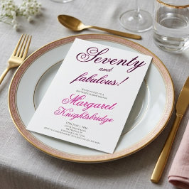 Modern 70 och fantastisk rosa 70-årsfest inbjudningar