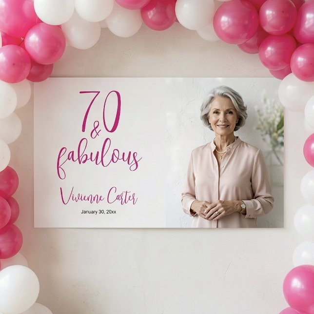 Modern 70 och fantastisk rosa 70-årsfest poster (Modern 70 and Fabulous Name Date 70th Birthday Party Poster)