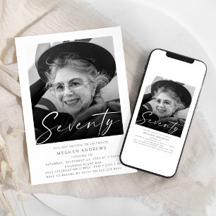 Modern 70 Photo Födelsedagsfest inbjudan