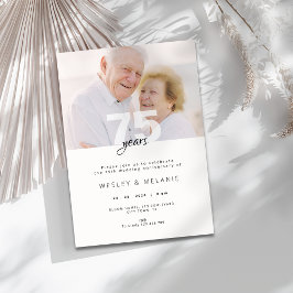 Modern 75-års bröllopsjubileum med foto inbjudningar
