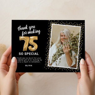 Modern 75:e Vuxen Birthday Photo Tack Kort