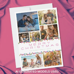 Modern 7 Foto Collage God Jul Ljus Julkort