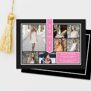 Modern 7-foto College Girly Rosa Black Studenten Meddelande