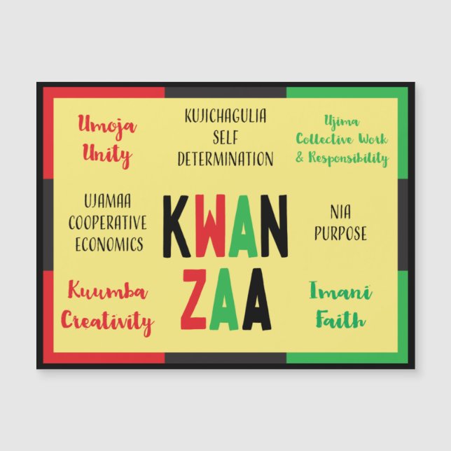 Modern 7 Principer Grön Röd Svart Kwanzaa (Framsida)