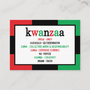 Modern 7 Principer Grönt Red Black Kwanzaa Visitkort