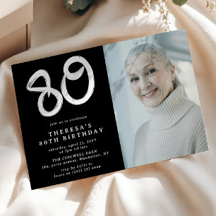 Modern 80:e Födelsedagsfestens foto Inbjudningar