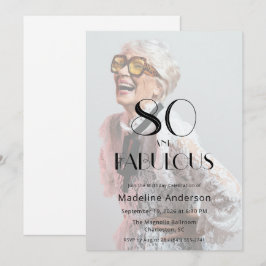 Modern 80 & Fantastisk Foto 80-årsdag Inbjudningar