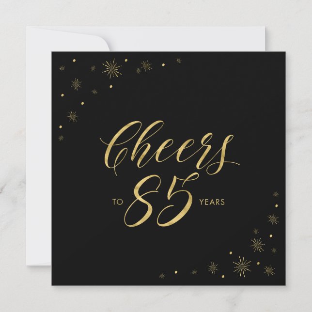 Modern 85:e Födelsedagsfestens kvadrat med guld oc Inbjudningar (Framsida)
