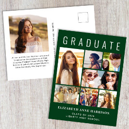 Modern 8 Foto Grön Examen Meddelande Vykort