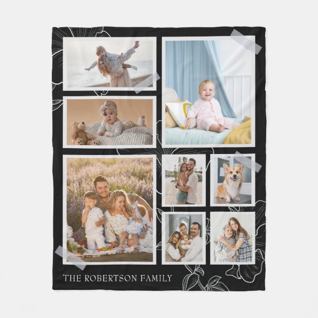 Modern 8-fotokollage Family Fleece Blanket (Framsidan)