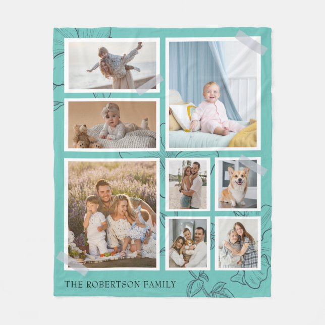 Modern 8-fotokollage Family Fleece Blanket (Framsidan)