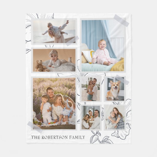 Modern 8-fotokollage Family Fleece Blanket (Framsidan)