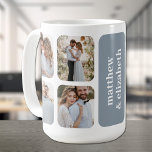 Modern 8 Photo Bröllop Kaffemugg<br><div class="desc">Dina favoritfoton från bröllop 8 och din anpassning till dammig blå (eller någon färg) skapar mugg för dig själv eller dina föräldrar.</div>