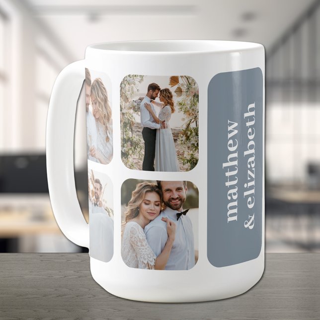 Modern 8 Photo Bröllop Kaffemugg (Skapare uppladdad)