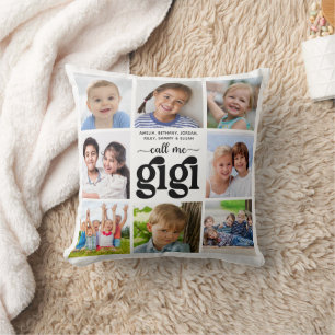Modern 8 Photo Collage Namn Kalla mig Gigi Kudde