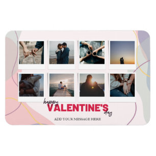 Modern 8 Photo Collage Valentine's Gift Magnet