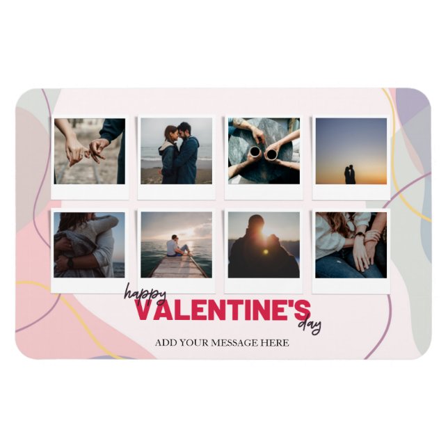 Modern 8 Photo Collage Valentine's Gift Magnet (Horisontell)