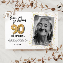 Modern 90-års vuxen födelsedagsfoto tack kort