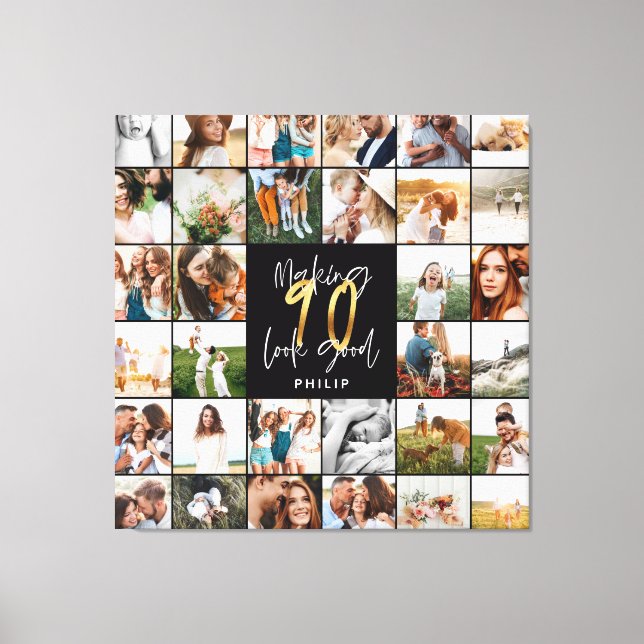 Modern 90:e multifoto-skriptgåva för flera foto canvastryck (Framsida)