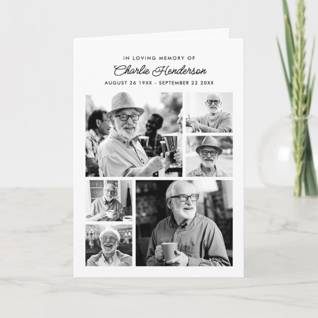 Modern 9-foto-begravning/minnesstund program (Framsida)