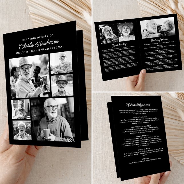 Modern 9-foto-begravning/minnesstund program (Skapare uppladdad)