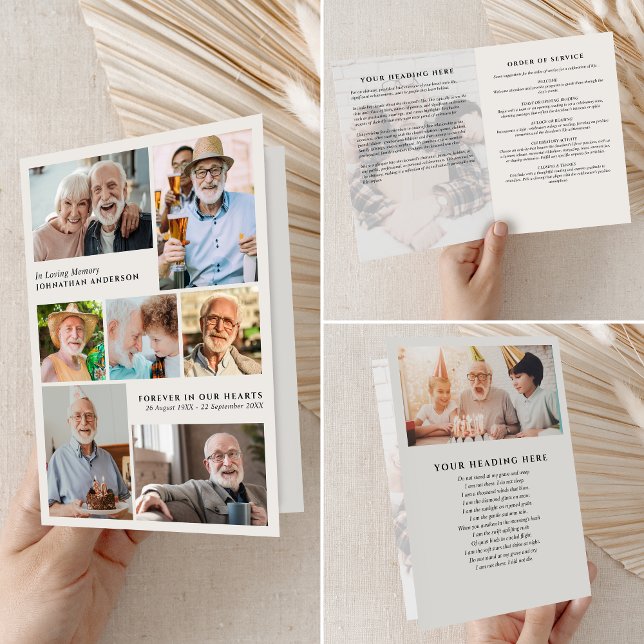 Modern 9-Foto I Minne Kärleksfullt Vikt Funeral Program (Skapare uppladdad)