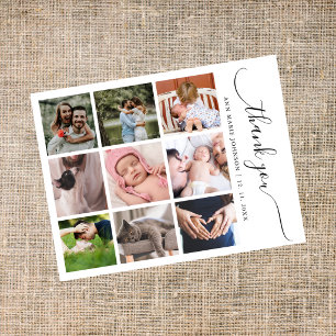 Modern 9 Fotocollage Bebis Shower Tack Kort