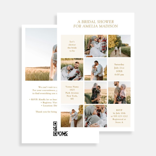 Modern 9 Photo White Bridal Shower Flyer (Skapare uppladdad)