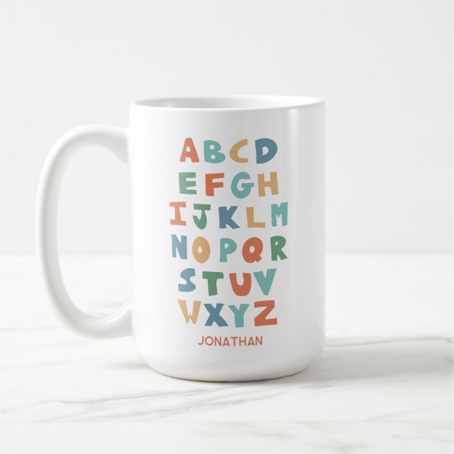 Modern ABC Alphabet Personlig Classroom Brev Kaffemugg (Vänster)