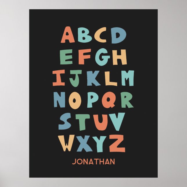 Modern ABC Alphabet Personlig Classroom Poster (Framsidan)