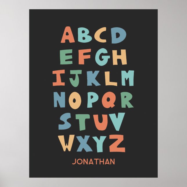 Modern ABC Alphabet Personlig Classroom Poster (Framsidan)