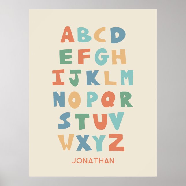 Modern ABC Alphabet Personlig Classroom Poster (Framsidan)