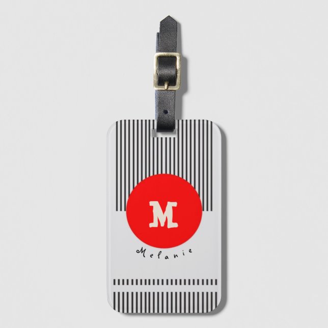 Modern abstract aesthetic minimal Monogram Bagagebricka (Framsida vertikal)