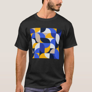 Modern Abstract Arcs Pattern Blue Yellow Tessellat T Shirt