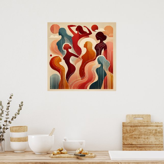 Modern Abstract Art Celebrating Women Empowerment Poster (Kök)