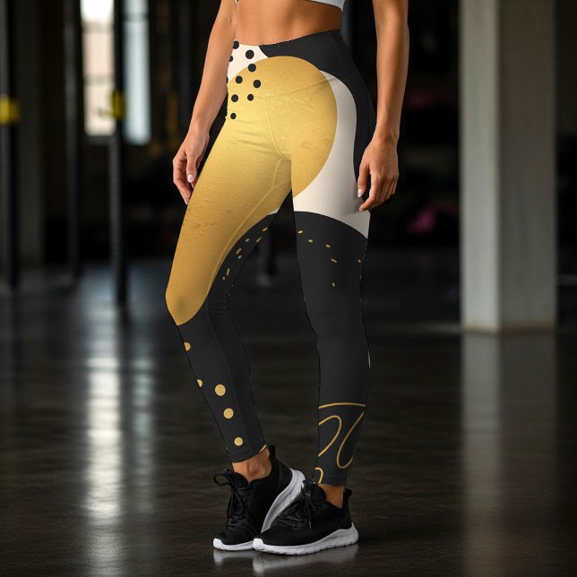 Modern Abstract Black and Gold Organic Pattern Leggings (Skapare uppladdad)