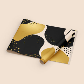 Modern Abstract Black and Gold Organic Pattern Presentpapper