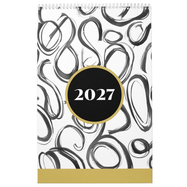 Modern Abstract Black Gold 2027 Wall Calendar Kalender (Omslag)