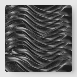 Modern Abstract Black Waves Wall Clock – Fyrkantig Klocka