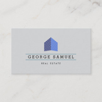 Modern Abstract Blue Home Logo Realtor Ash Black  Visitkort