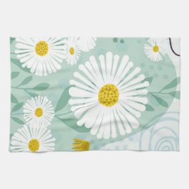 Modern Abstract Botanical Seaside Daisy Tea Towel Kökshandduk