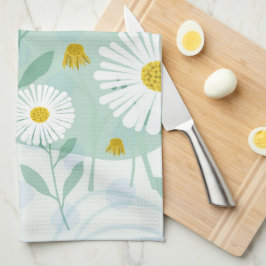 Modern Abstract Botanical Seaside Daisy Tea Towel Kökshandduk