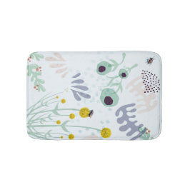 Modern Abstract Botanical Yellow Billy Button Badrumsmatta