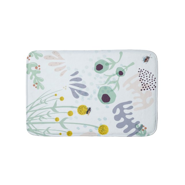 Modern Abstract Botanical Yellow Billy Button Badrumsmatta (Framsidan)