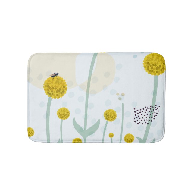 Modern Abstract Botanical Yellow Billy Button Badrumsmatta (Framsidan)
