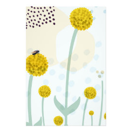 Modern Abstract Botanical Yellow Billy Button Fototryck