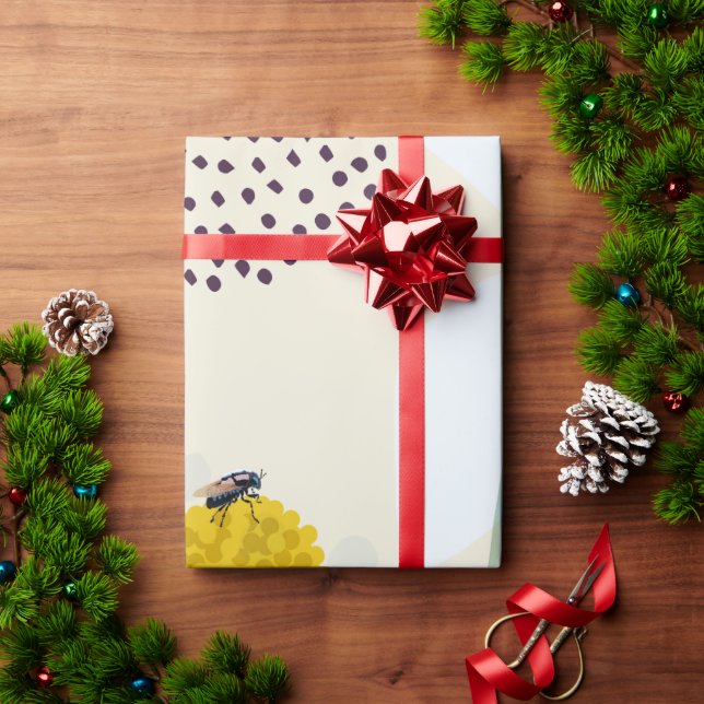 Modern Abstract Botanical Yellow Billy Button Presentpapper (Julgåva)