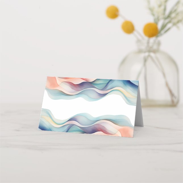 Modern Abstract Color Wave Wedding Placeringskort (Framsida)