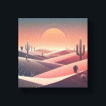 Modern Abstract Desert Landscape - Geometric Sunse Canvastryck<br><div class="desc">A captivating minimalist landscape featuring stylized sand dunes and Saguaro cacti under a large, glowing geometric sun. The design uses a sophisticated palette of dusty rose, terracotta, and slate blue, with clean topographic lines adding a sense of texture and depth. This contemporary desert-chic artwork is perfect for adding a warm,...</div>